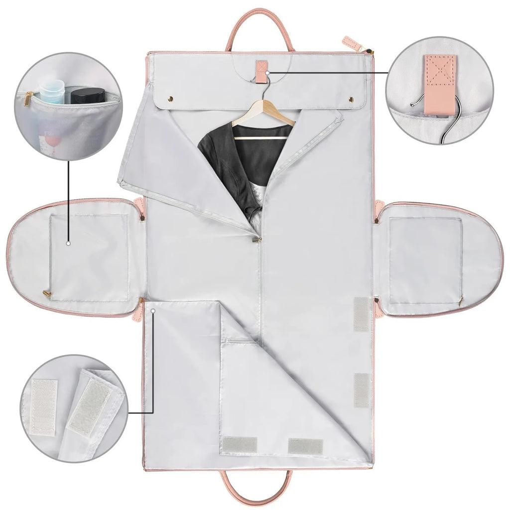 Multifunction Waterproof PU for Garment Bag for Women Men Foldable Lightweight Zipper Convertible Travel Suit Storage Gym Bag