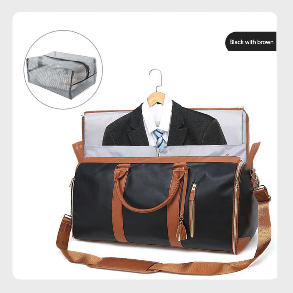 Multifunction Waterproof PU for Garment Bag for Women Men Foldable Lightweight Zipper Convertible Travel Suit Storage Gym Bag