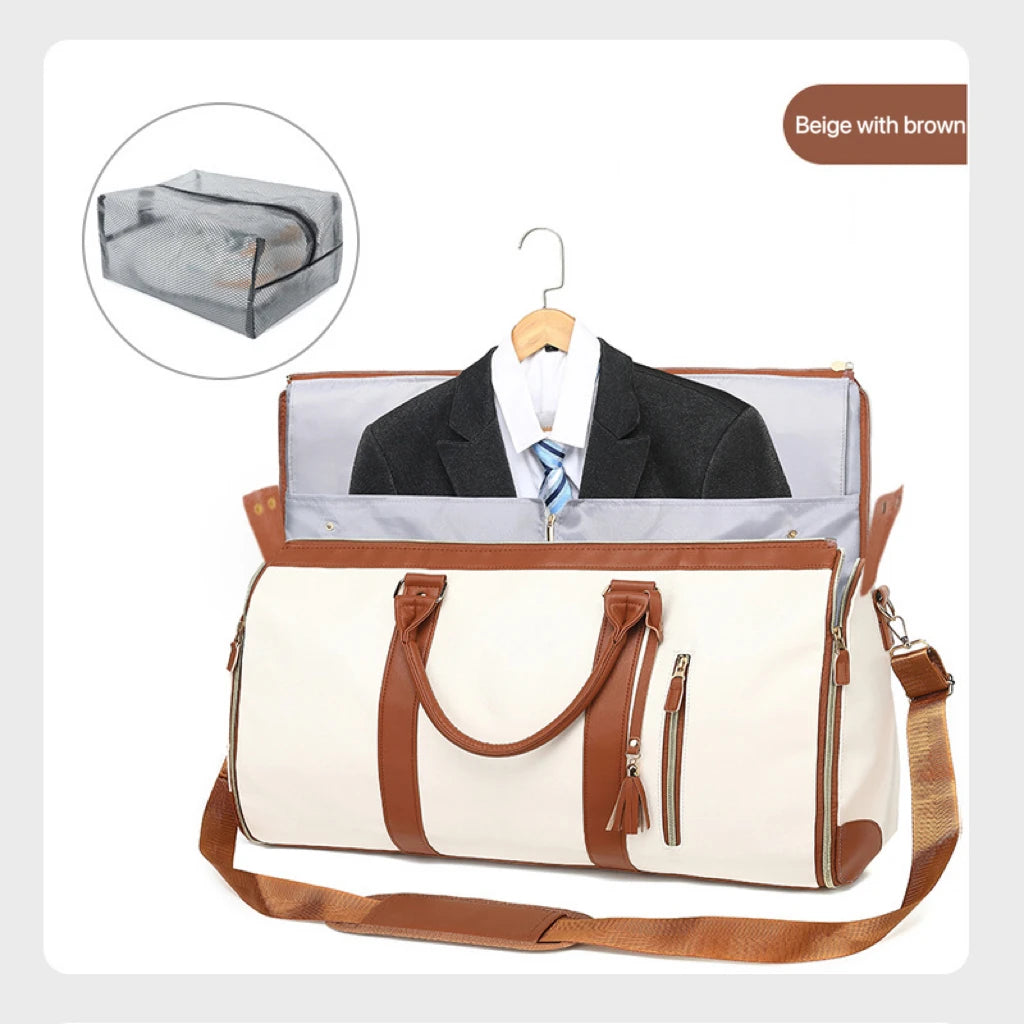 Multifunction Waterproof PU for Garment Bag for Women Men Foldable Lightweight Zipper Convertible Travel Suit Storage Gym Bag