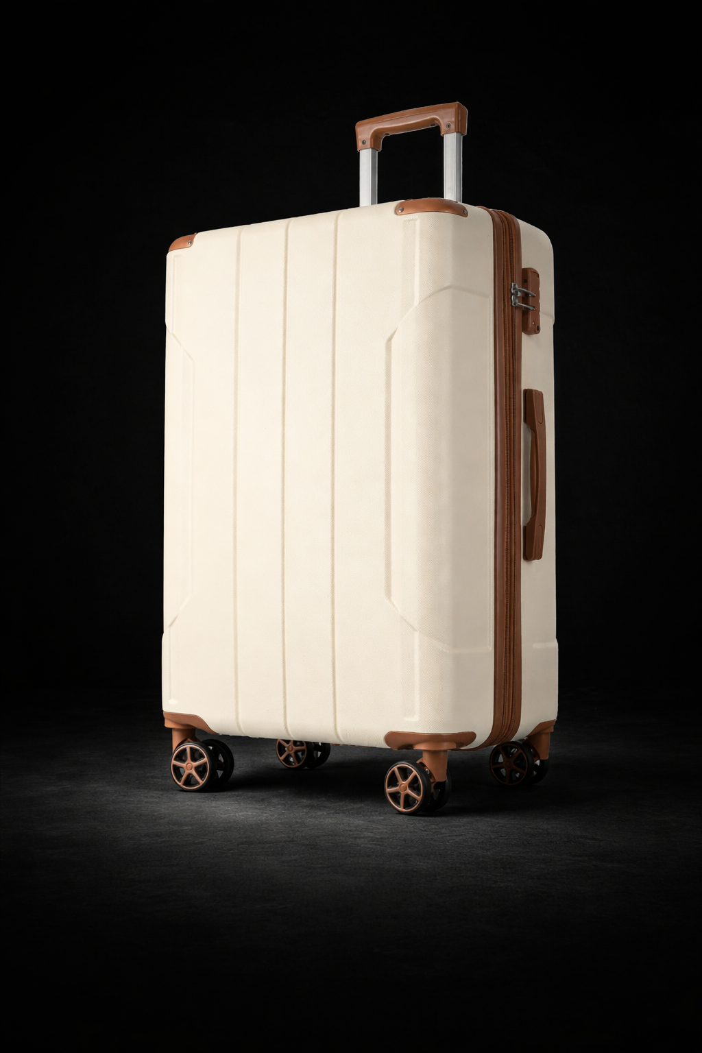 Lightweight White/Brown Hardshell Luggage