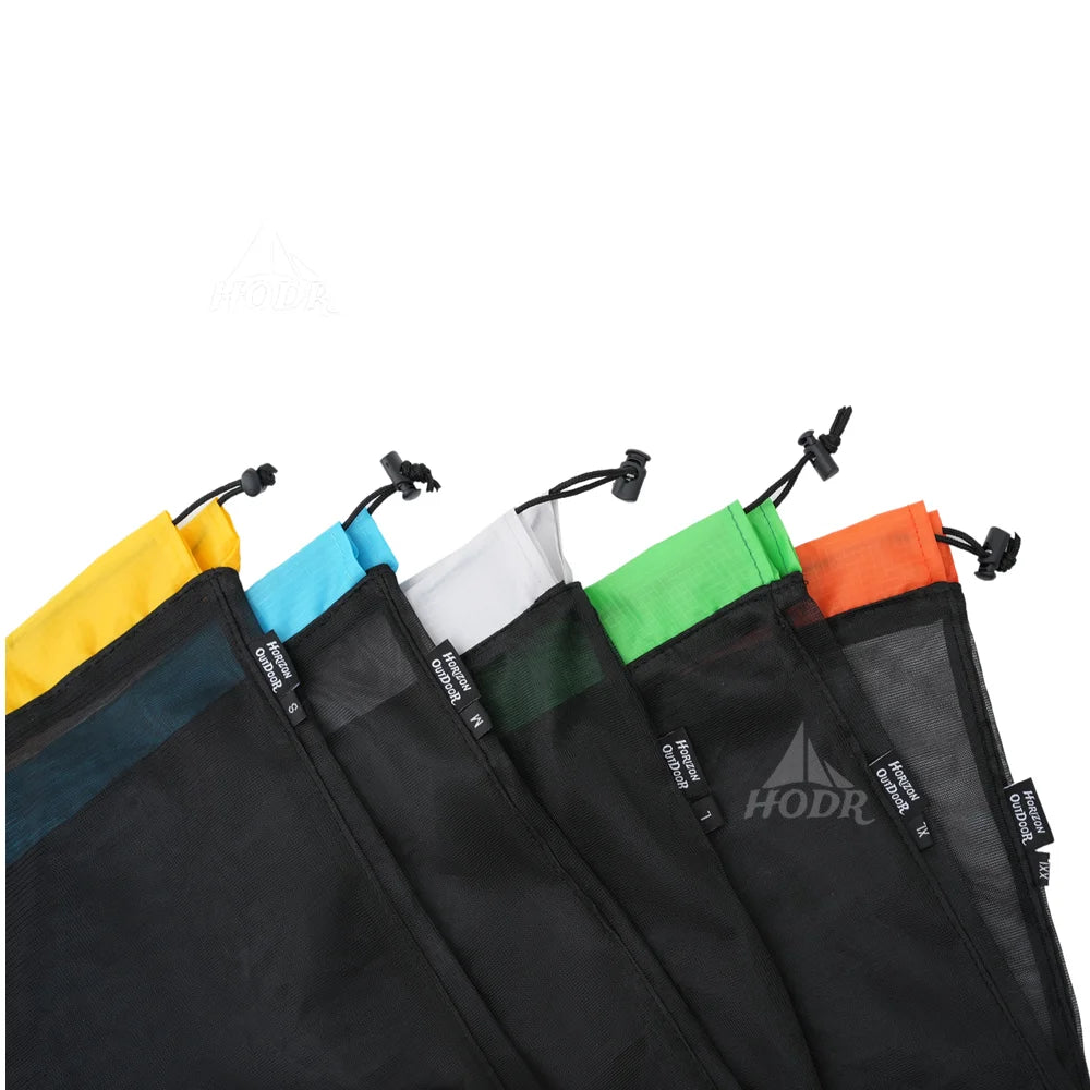 [HODR] Mesh Bags Lightweight Mesh Stuff Sack Drawstring Storage Bags Compression Pouches for Camping, Hiking, Laundry & Grocery